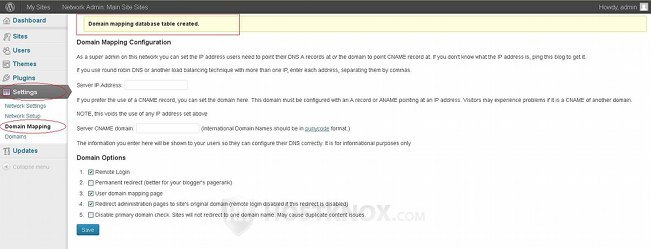 Network Admin Panel-Creating a Database Table for the Domain Mapping Plugin