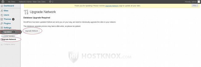 Network Admin Panel-Upgrading the Database
