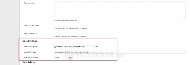 Network Settings-Upload Settings